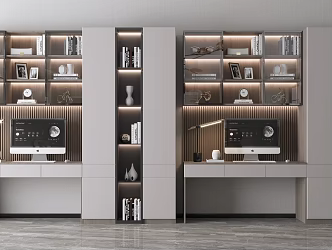 Modern Bookcase Desk 3d model