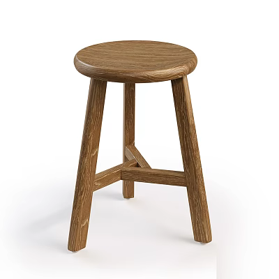 Wooden Round Seat Stool With Modern Simple Design And Solid Legs 3d model