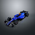 Blue Formula 1 Race Car With Aerodynamic Body Black Wheels And Sponsor Logos