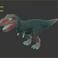 Realistic 3D Red And Blue Standing T-Rex Dinosaur With Sharp Teeth 3d model