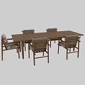 Wooden Dining Table With Comfortable Chairs And Modern Backrest Design For Home Interior