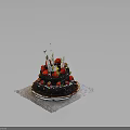 Two Layer Chocolate Cake Topped With Fresh Strawberries White Candles And Colorful Sprinkles
