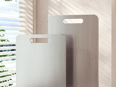 Stainless Steel Cutting Boards In Modern Kitchen With Natural Light 3d model