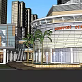 Modern Commercial Street Design With High Rise Buildings And Retail Shops