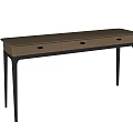 Elegant Contemporary Wooden Desk For Home Office With Drawers And Black Metal Legs