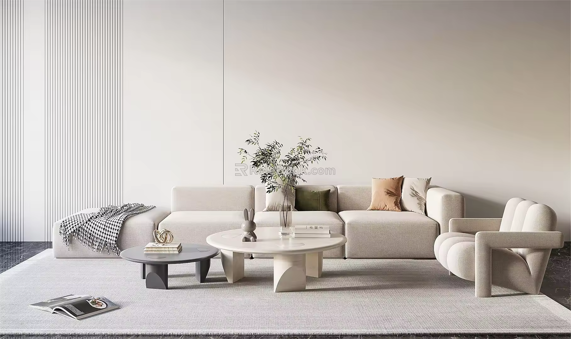 Modern Sofa Coffee Table Combination Cream Sofa Coffee Table Combination 3d model