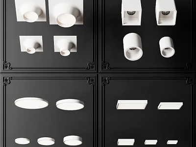 Various Downlights and Spotlights in Round Square and Cylindrical Designs for Home and Commercial Lighting 3d model