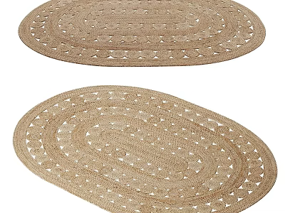 Beige Textured Woven Round Rug With Openwork Natural Pattern For Modern Home Interior 3d model