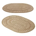 Beige Textured Woven Round Rug With Openwork Natural Pattern For Modern Home Interior