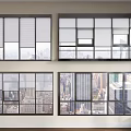 Large Floor to Ceiling Windows Featuring Blinds and City View in Modern Room