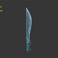 Blue Ice Themed Knife With Crystal Textured Blade And Blue Handle