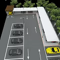 Electric Vehicle Carport Canopy in Parking Lot with Multiple Vehicles Parked