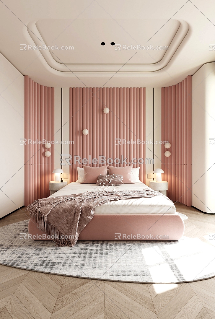 Modern children's room pink department daughter room fashion warm 3d model