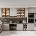 Sleek Modern Kitchen Interior With Built in Appliances And Cabinet Storage 3d model