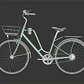 Stylish Light Green Bicycle With Front Basket Purple Seat And Rear Rack