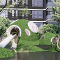 Beautiful Green Residential Landscape With Lush Trees High Rise Buildings And Recreational Areas