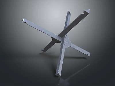 Military Vehicle Cross Shaped Metal Support Bracket Heavy Duty Mechanical Part 3d model