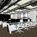 Modern monitoring room Command control room Dispatching command center Monitoring hall Command hall Office desks and chairs 3d model