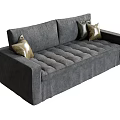Modern Gray Sectional Sofa With Gold Decorative Pillows And Tufted Design 3d model