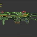 Futuristic Orange and Gray Weapon with Technological Scope and Modern Design