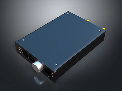 Dark Blue Rectangular Digital Device for Mobile Phones with Aluminum Body Control Knob and Ports 3d model