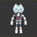 Cute Cat Robot With White Blue Body Cat Ears And Pink Accents Design