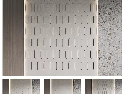 Stylish Background Wall Designs With Different Textures Materials Curved Grooves Light Dark And Concrete Tones 3d model