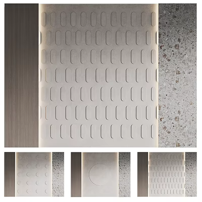 Stylish Background Wall Designs With Different Textures Materials Curved Grooves Light Dark And Concrete Tones 3d model