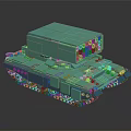 Detailed Teal Building Blocks Tank Model With Tracks And Armored Structure