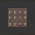 Three Story Red Brick Coffee Shop Building With Ground Floor Signboard And Outdoor Tables Chairs