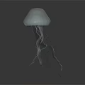 Transparent Jellyfish With Elegant Glowing Tentacles And Graceful Form On Dark Background