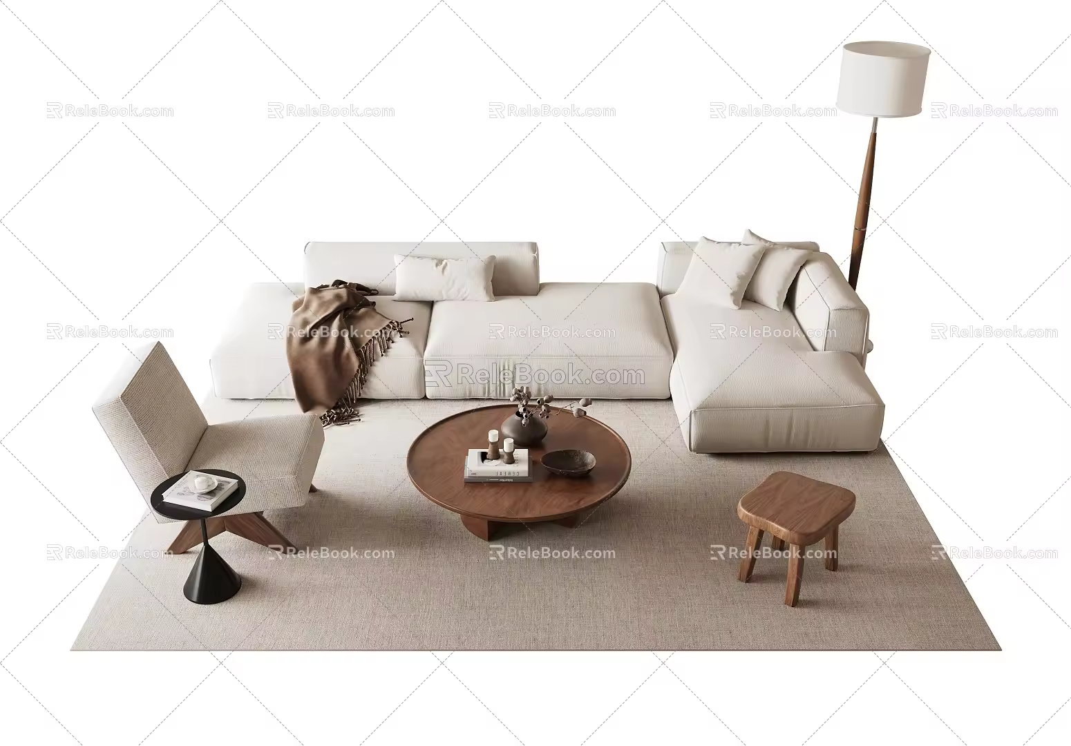 Modern Middle Style Sofa Combination 3d model