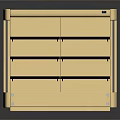 Yellow Display Showcase With Glass Door Multiple Shelves And Black Base