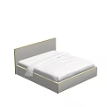 Modern Minimalist Double Bed With Upholstered Headboard And Gold Trim For Contemporary Bedroom Decor