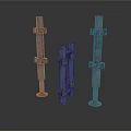 Black Industrial Metal Support Pillars With Bolted Connections And Base Plates