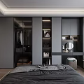 Modern Hotel Room Interior With Glass Partition Large Window Bed Desk And Wooden Flooring