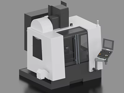Modern Industrial CNC Machining Center With Digital Control Panel And Glass Door 3d model
