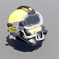 Yellow Diving Helmet With Transparent Face Shield And Black Components 3d model