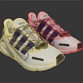 White Mesh Sports Sneakers With Blue Stripes And Black Toe Caps