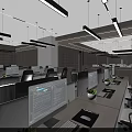 Modern Public Office Interior With Open Layout Workstations Pendant Lights And Storage Cabinets 3d model