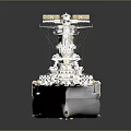 Detailed White Battleship Model With Upper Superstructure Deck Details And Black Surface 3d model