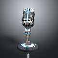 Classic Vintage Retro Microphone With Metallic Grille Stand And Shiny Base