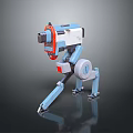 Game Movie Character Mechanical Dog with Blue Legs White Body Red Accents and Camera Head