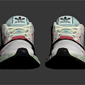 Adidas White Sneakers With Black Pink Accents White Laces And Green Mesh Sole Modern Design