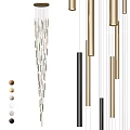 Stylish Modern Metal Chandeliers With Gold Black Hanging Rods And Cylindrical Strips