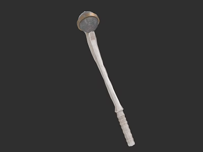 Medieval Weapon Hammer With Metal Head And Carved Wooden Handle Design 3d model