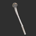 Medieval Weapon Hammer With Metal Head And Carved Wooden Handle Design