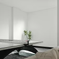 Modern Duplex Living Room Interior with High Ceiling Staircase and Green Plants