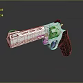 Silver Metal Revolver With Black Grip And Detailed Firearm Design Features