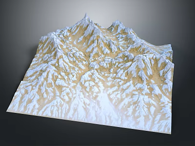 3D Snow Covered Mountain Terrain Featuring Detailed Range And Textured Surface Model 3d model
